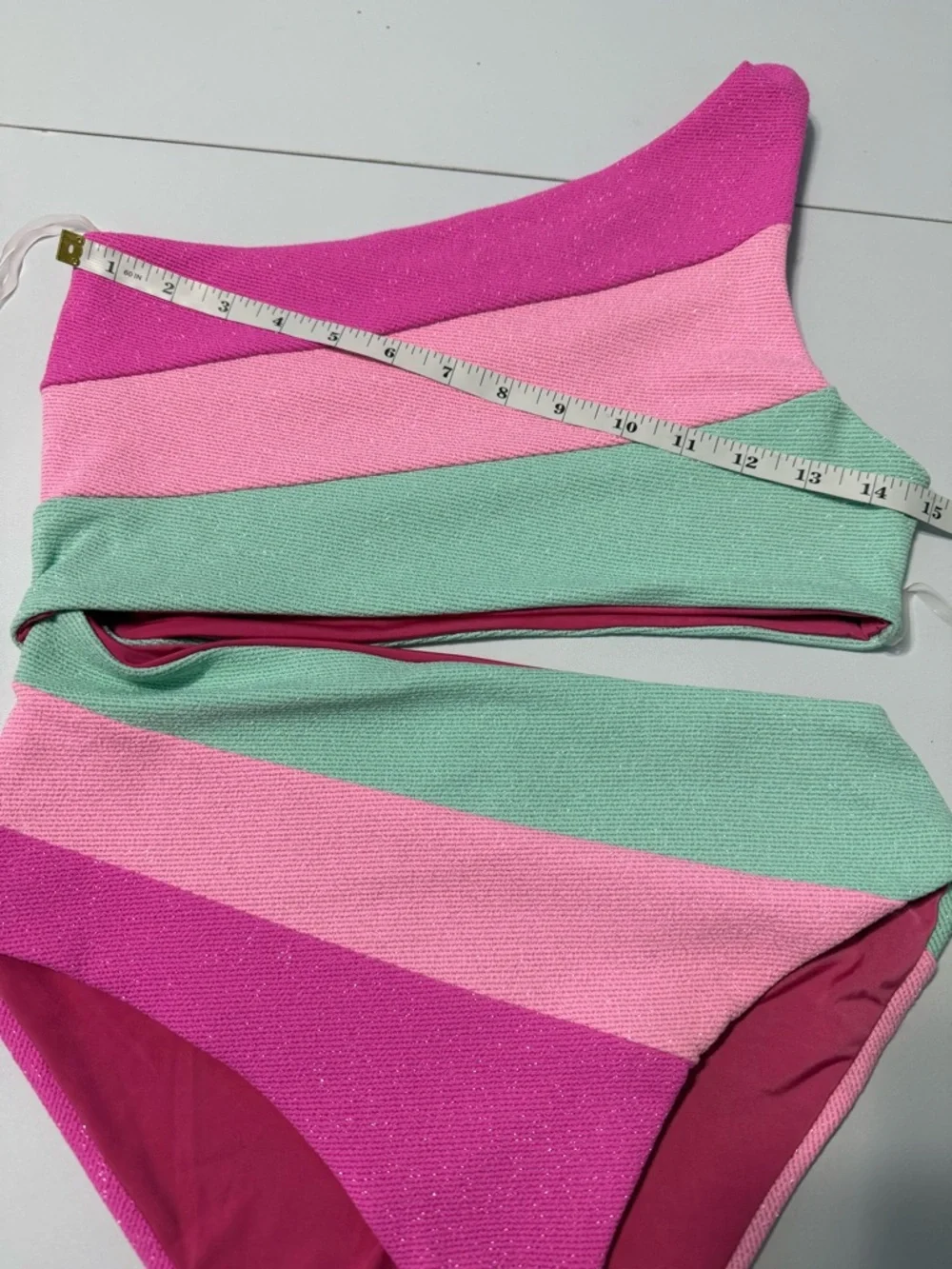 Beach Riot Joyce One Piece Crush Colorblock Glitter Cutout Swimsuit Blossom Sz M - Picture 8 of 12